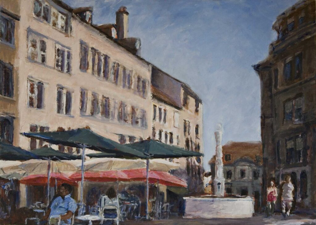 Old town Plce du Bourg de four Geneva painting