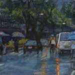 Painting of Buendia avenue in the rain Makati, Manila