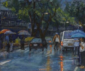 Buendia avenue Makati Metro Manila in the rain painting