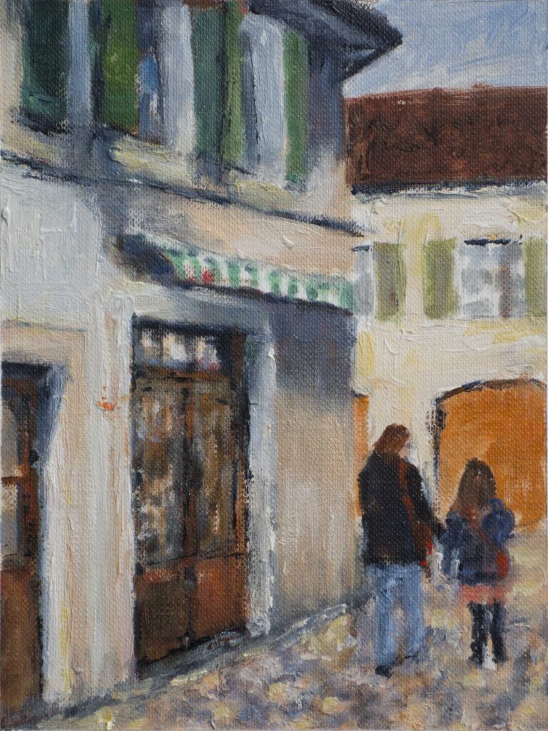 Streetscape painting of Carouge