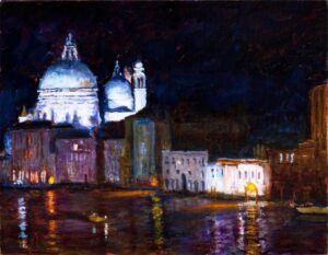 Grand canal in Venice at night painting