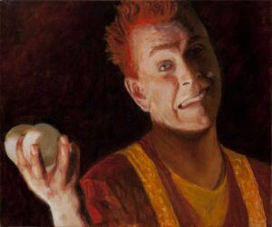Hesitant circus juggler portrait Painting