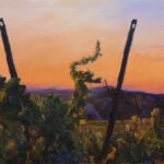 Painting of southern France vineyard sunset