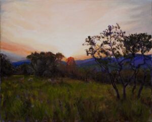Sunset landscape in Provence painting