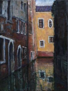 painting of a residential canal in venice