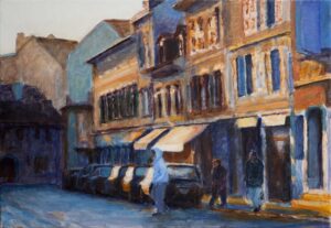 Morning Street Scene in Carouge Painting