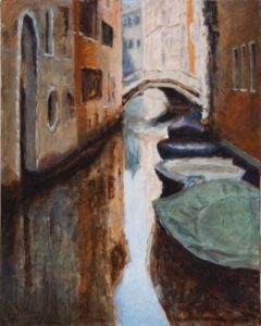 A small side canal with bridge in Venice painting
